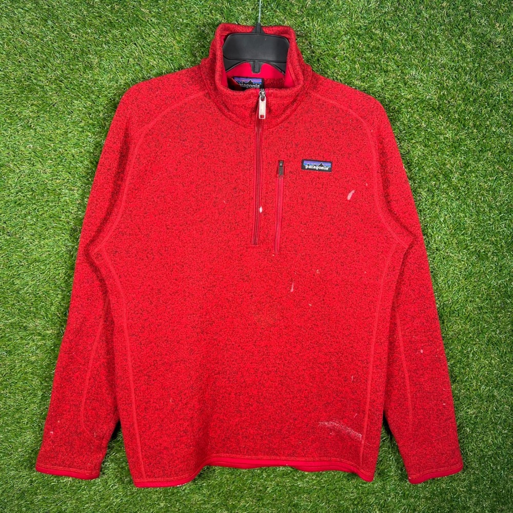 Patagonia Better Sweater Mens Medium Red Heathered 1/4 Zip Pullover 25527